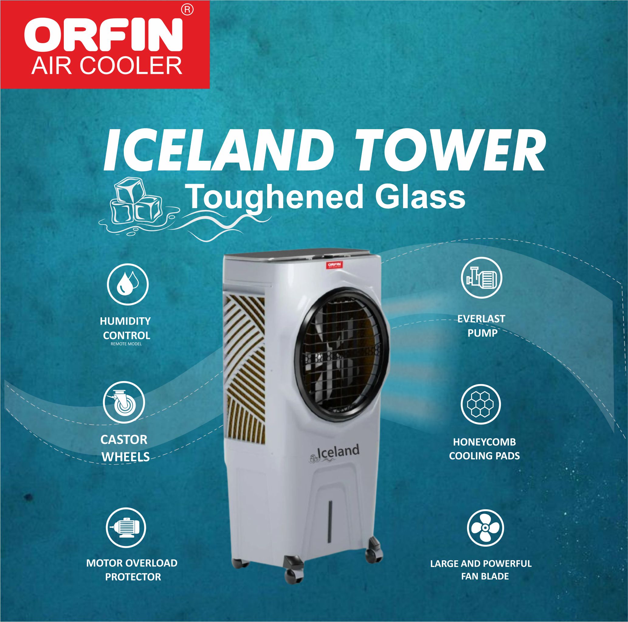 ICELAND TOWER TOUGHENED GLASS AIR COOLER