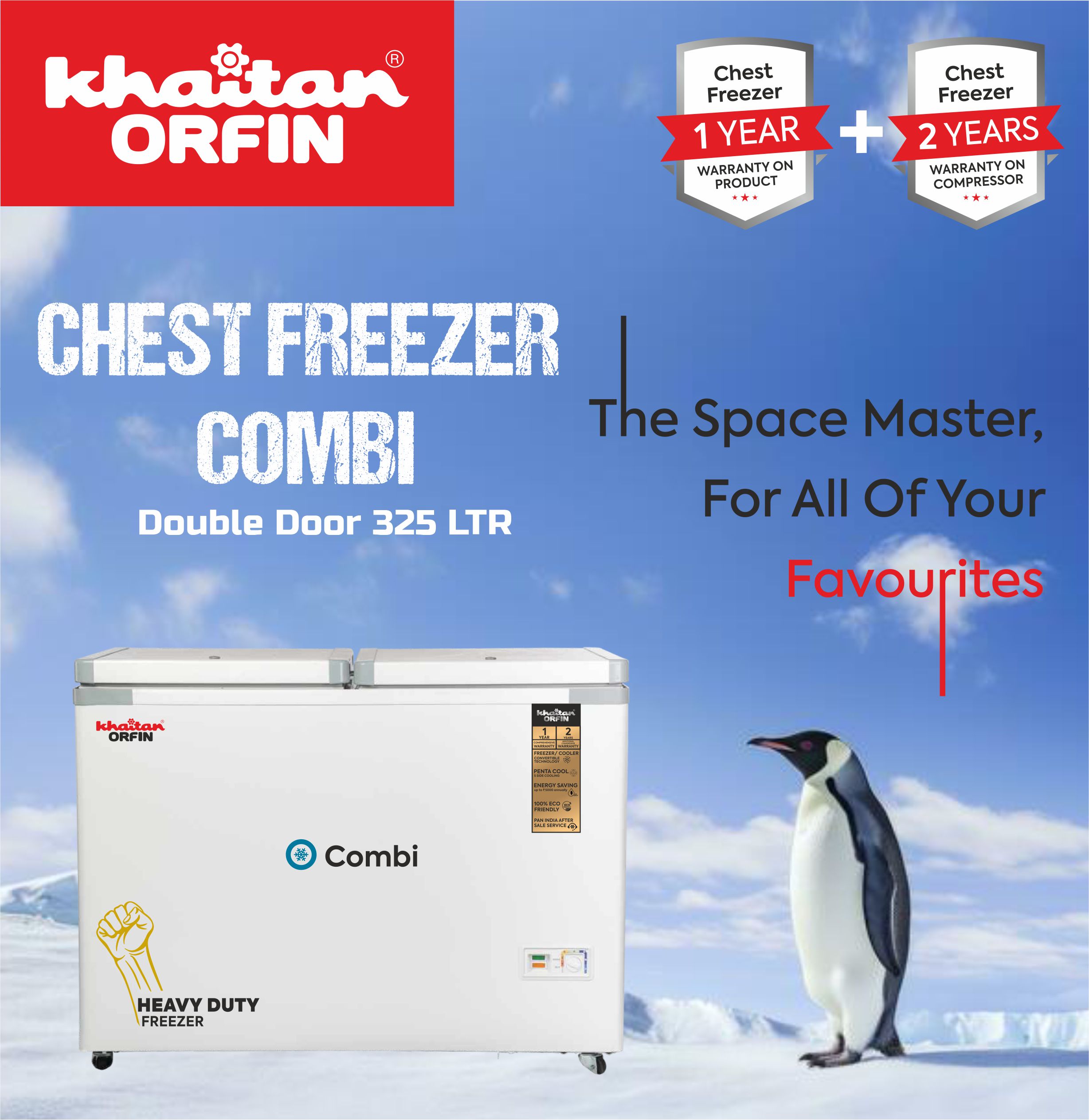 CHEST FREEZER COMBI 325LTR