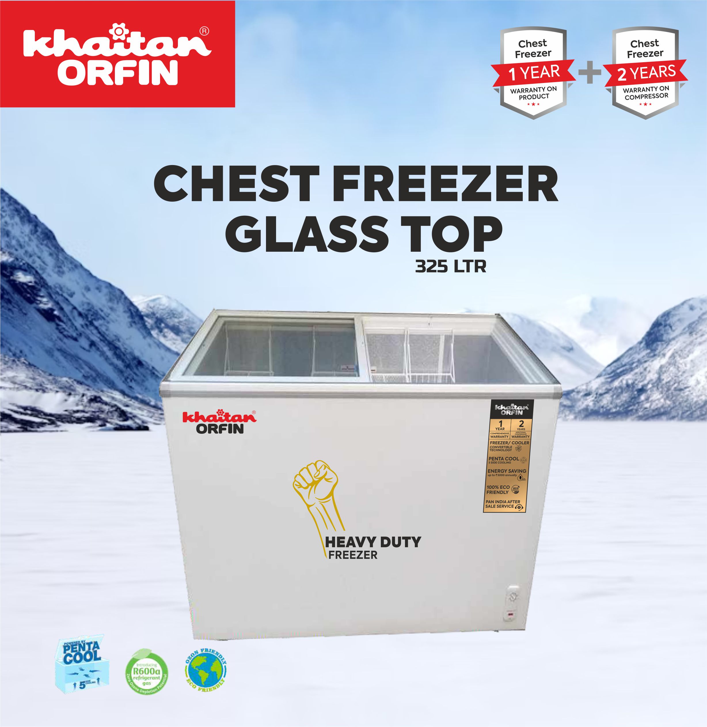 CHEST FREEZER GLASS 325TOP LTR