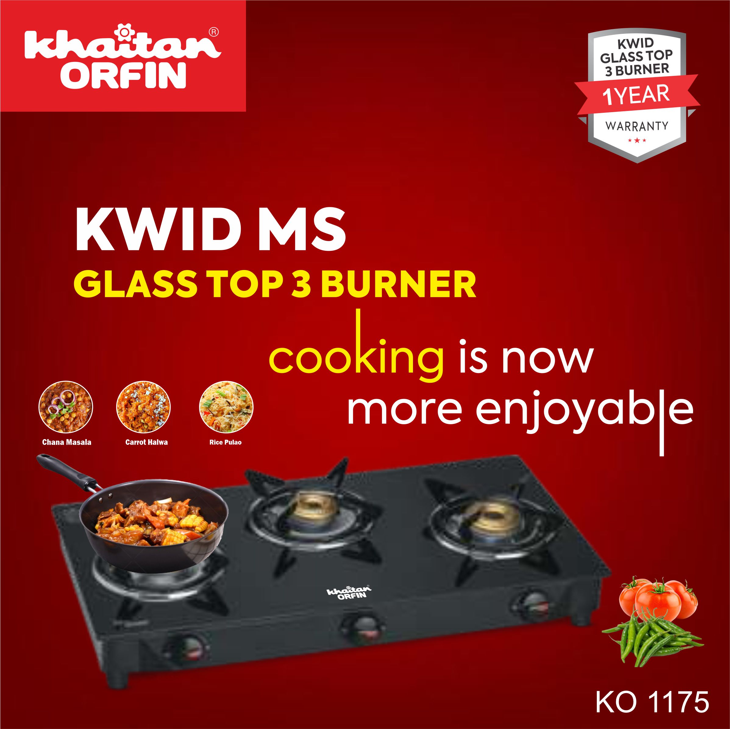 KWID MS GLASS TOP 3 BURNER