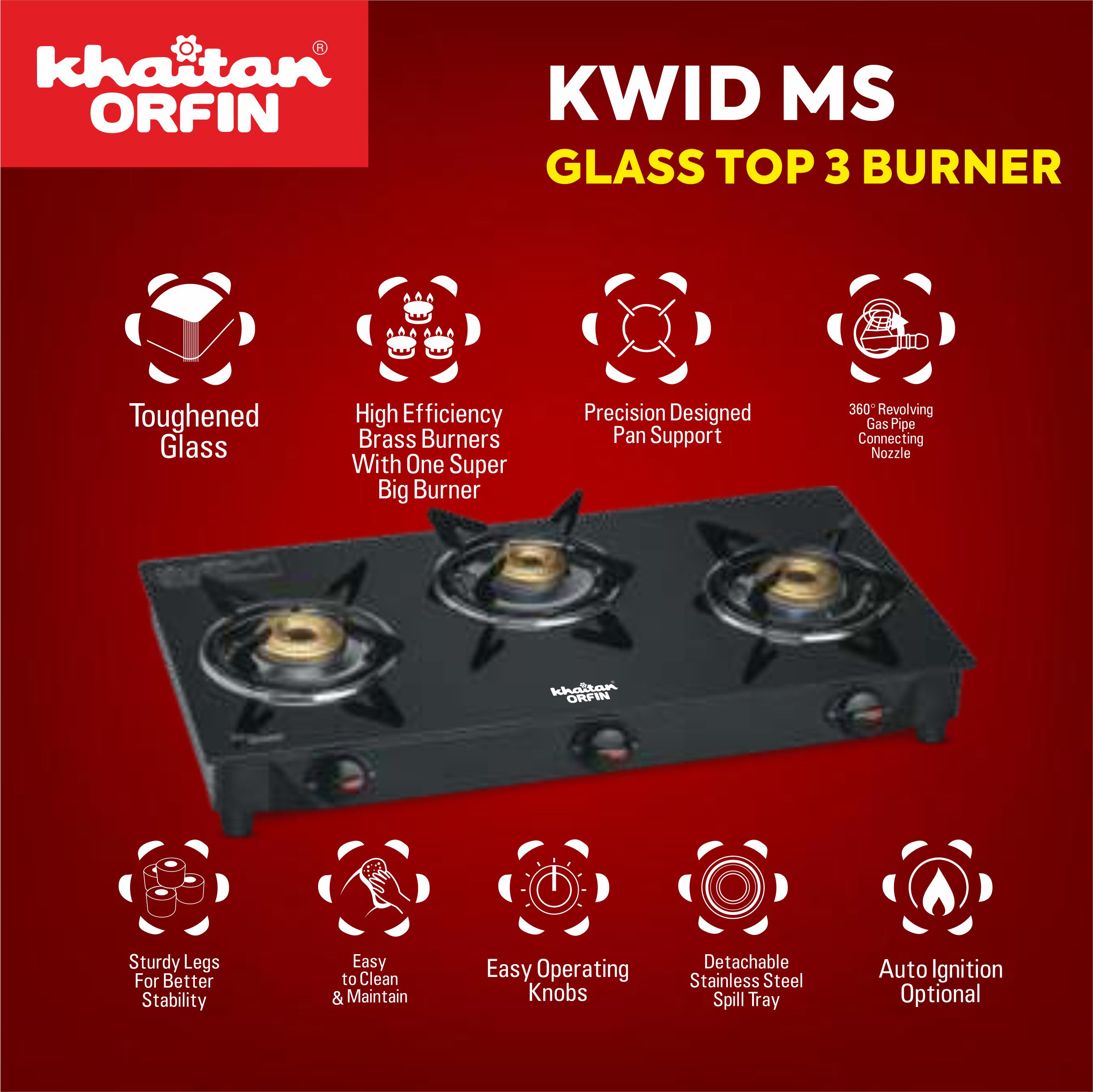 KWID MS GLASS TOP 3 BURNER